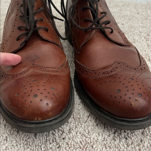 Stafford brown leather brogue wingtip dress boots Men’s 9 lace up ankle main image 7